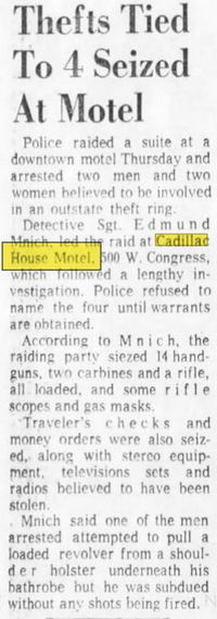 Cadillac House Motel - July 1972 Article On Theft (newer photo)